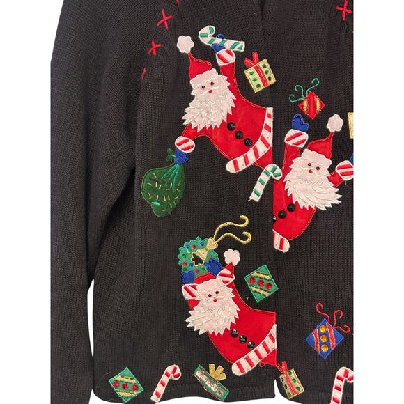 Tiara International Santa Claus Christmas Sweater 2004‎ PM Red Festive Holiday - Picture 2 of 10